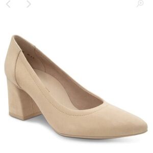 Paul Green Kami Pointed Nude Leather 3" Block Heel Pump Women’s Size 8